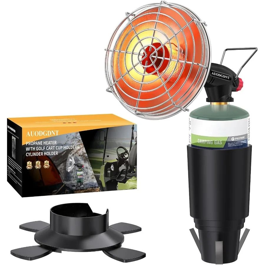 

Golf Cart Heater9200BTU Outdoor Propane Heater with 2-in-1 Golf Cart Cup Holder and Foldable Cylinder Holder for EZGO Yamaha Cl