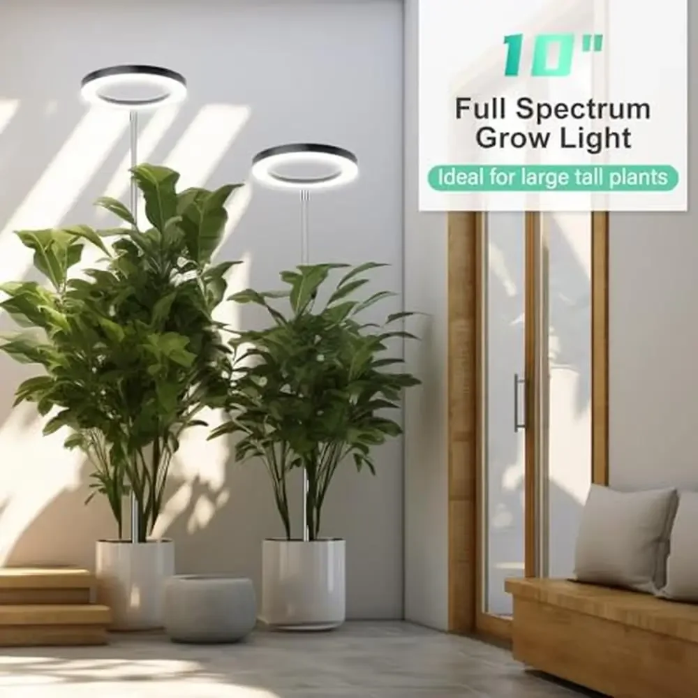 10 "เต็มสเปกตรัมขนาดใหญ่ Grow Light 160 LEDs ในร่มสูงพืชโคมไฟจับเวลาอัตโนมัติ 10 หรี่แสงได้ความสูงปรับ 61" ได้อย่างง่ายดาย