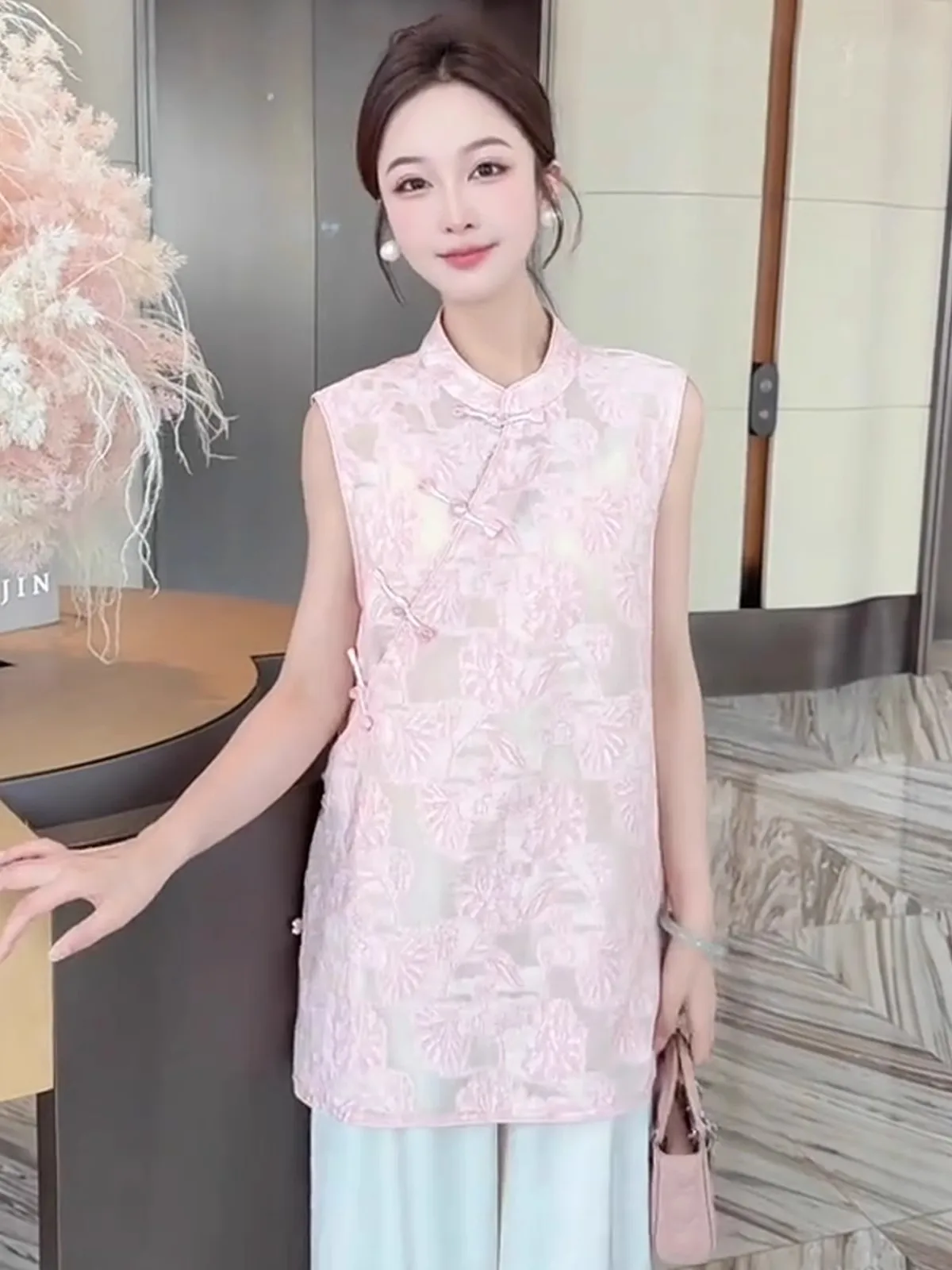 

Новый китайский жилет Svel с цветочным принтом, женский летний жилет 202, розовый irt Ele, национальный тренд, прямой крой, для поездок на работу, для женщин