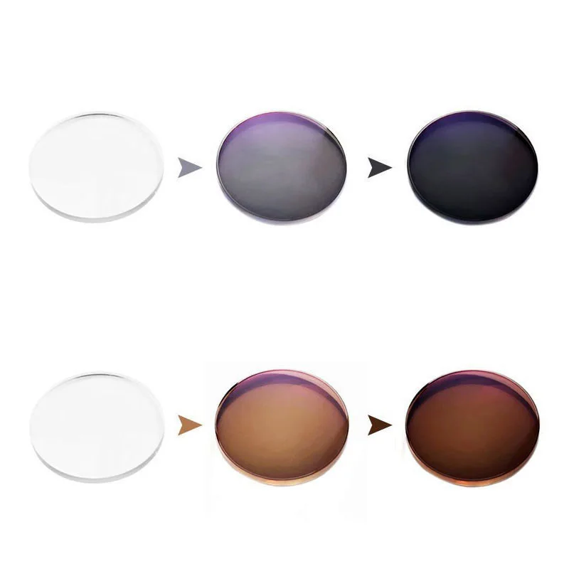 2Pcs 1.56 1.61 1.67 Photochromic Progressive Glasses Lenses Myopia Transition Prescription Multifocal Bifocus Free Form Lenses