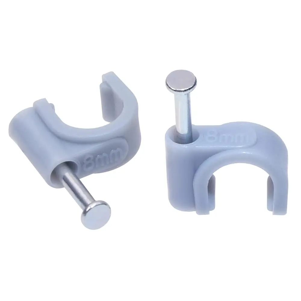 

8mm Diameter Circle Ethernet Nylon Wire Cable Clips Clamps with Steel Nail, 100pcs/Pack (8mm,Grey)