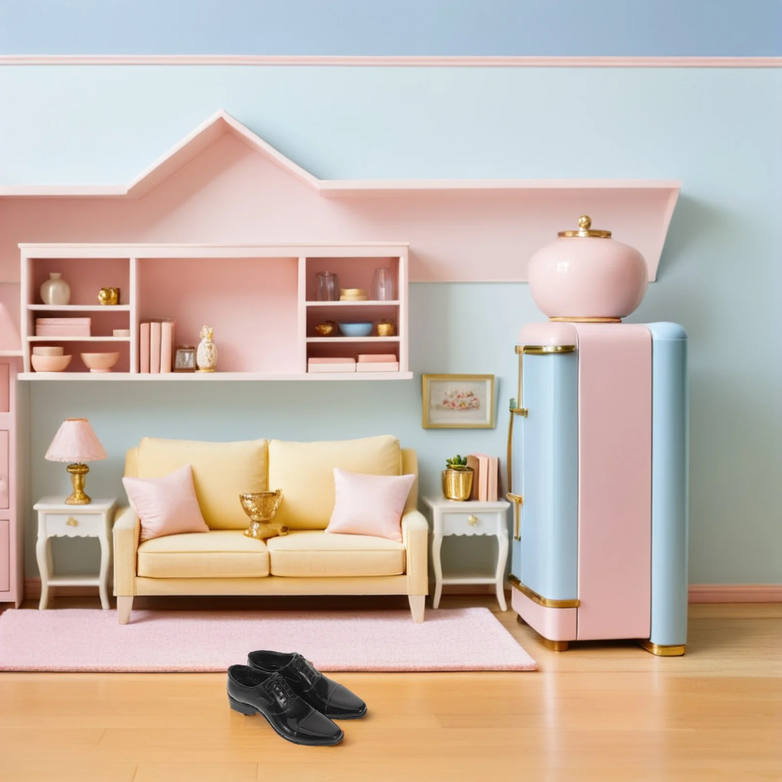 1Pair Black Realistic 12-Inch Soldier Shoes Action Figure Footwear Miniature Male Boots Military Formal Collection Props