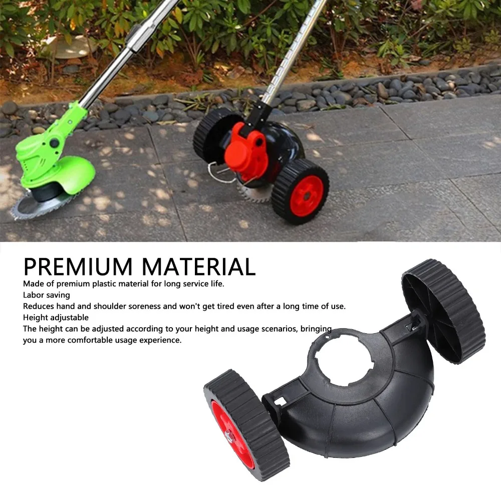 Durable Plastic String Trimmer Wheel Adjustable Universal Trimmer Auxiliary Wheel Round Quick Installation Lawn Trimmer Wheel