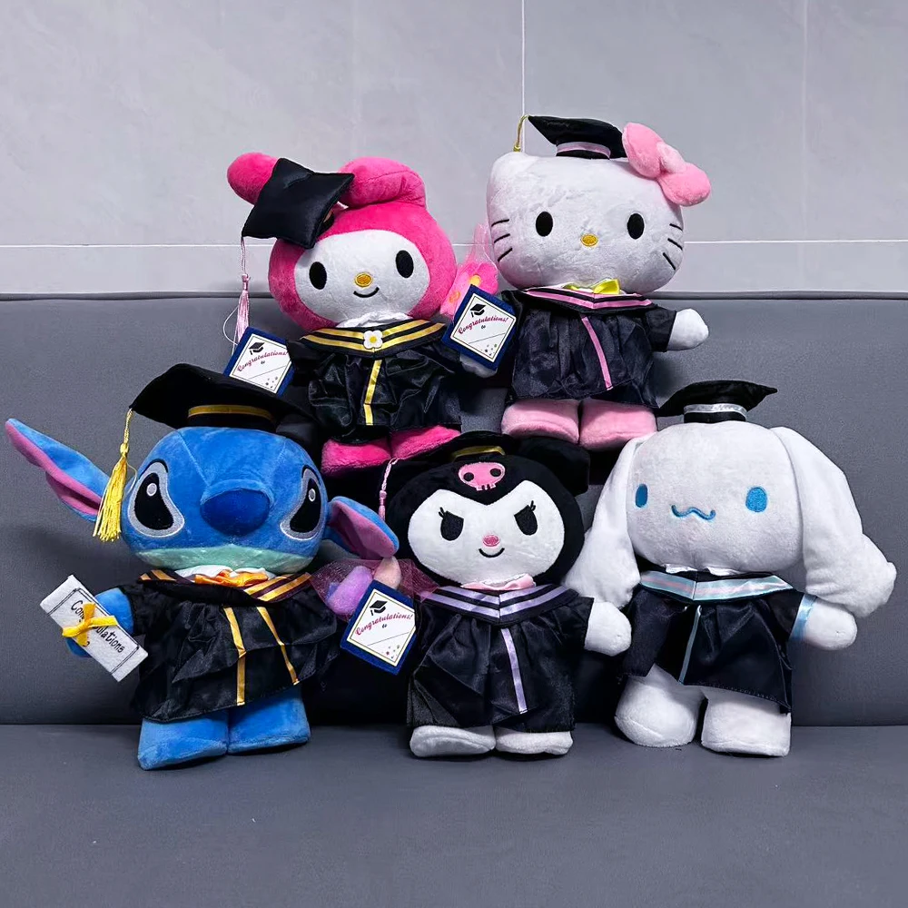 

2026 Sanrio Anime Plush Cinnamoroll My Melody Kuromi Hello Kitty Graduation Plushie Doll Kawaii Soft Stuffed Graduation Gifts..