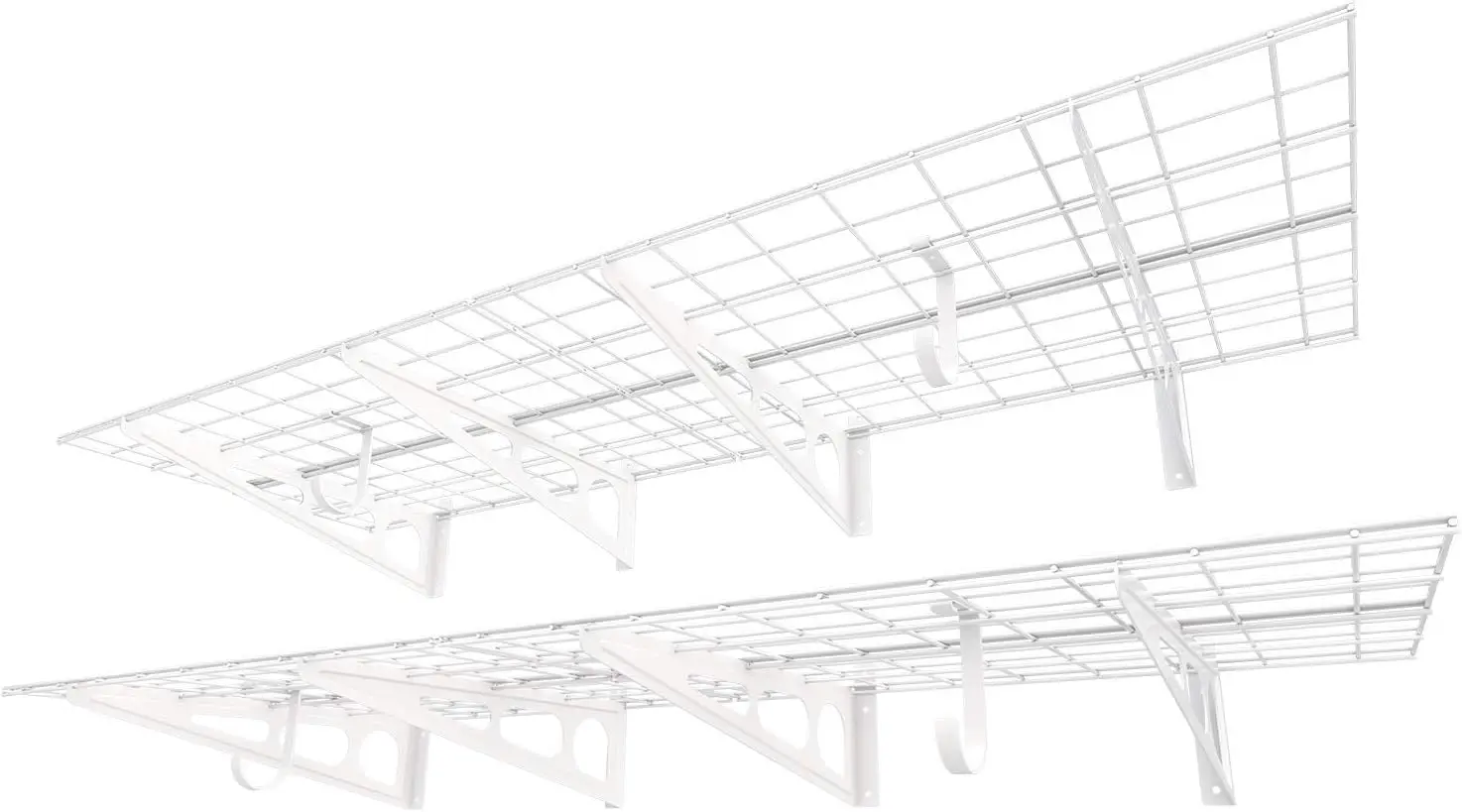

2-Pack 2x6ft Garage Shelving with Hooks 24-inch-by-72-inch Wall Shelf Garage Storage Rack Floating Shelves