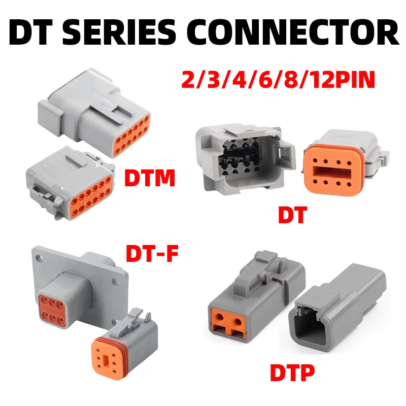 

1Sets DEUTSCH Connector DT/DTM/DTP/DTF Flange Male Female Waterproof Car Automobile DT Connector 2/3/4/6/8/12Pin