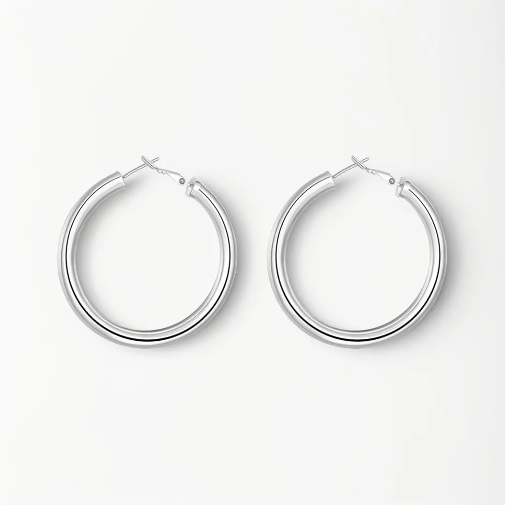 

925 Sterling Silver Round Smooth 50mm Big Circle Hoop Earrings for Woman Fashion Party Wedding Jewelry New Year's Gift