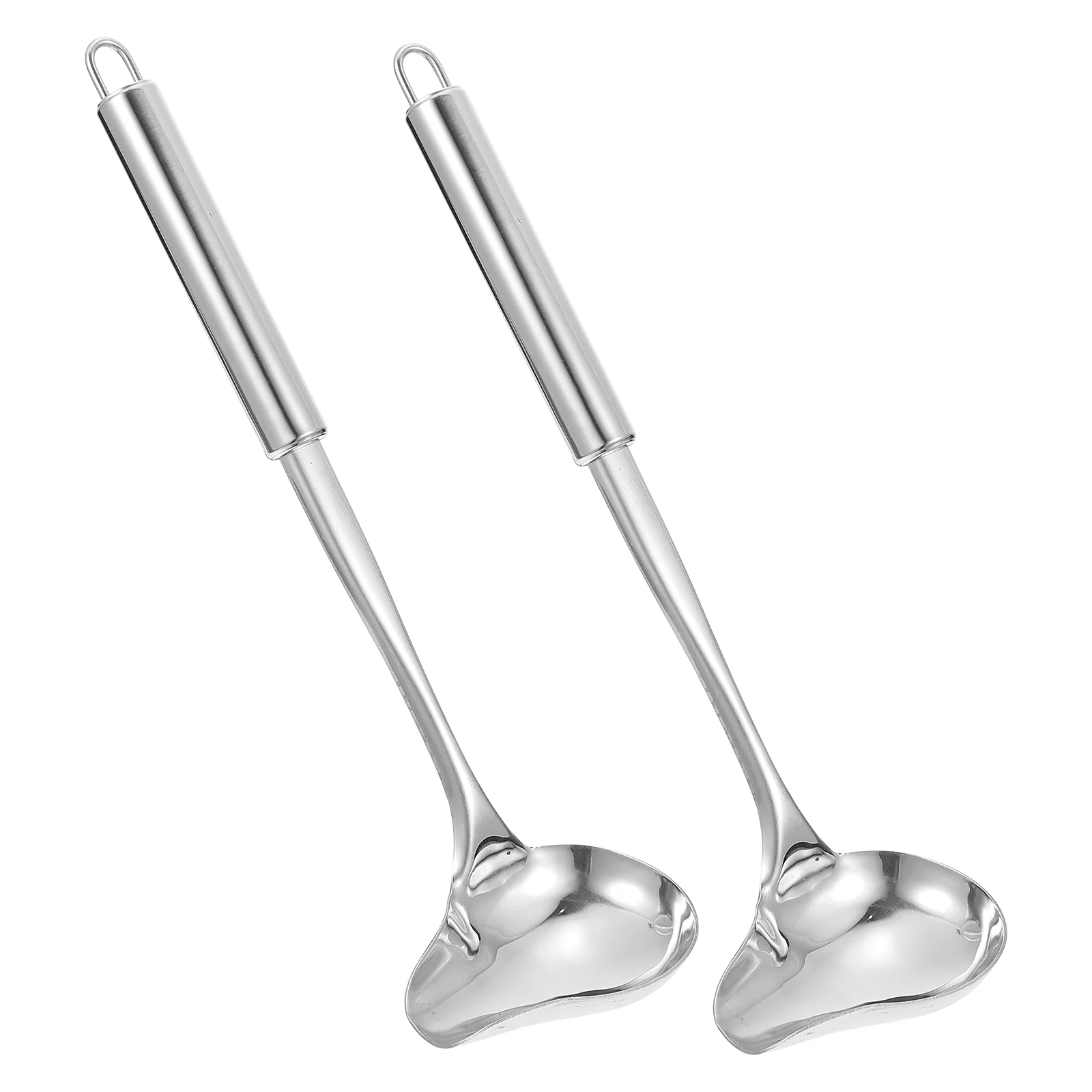 

2 Pcs Dinnerware Stainless Steel Sauce Spoon Ladle Dessert Tableware Hot Pot Silver Oil Soup