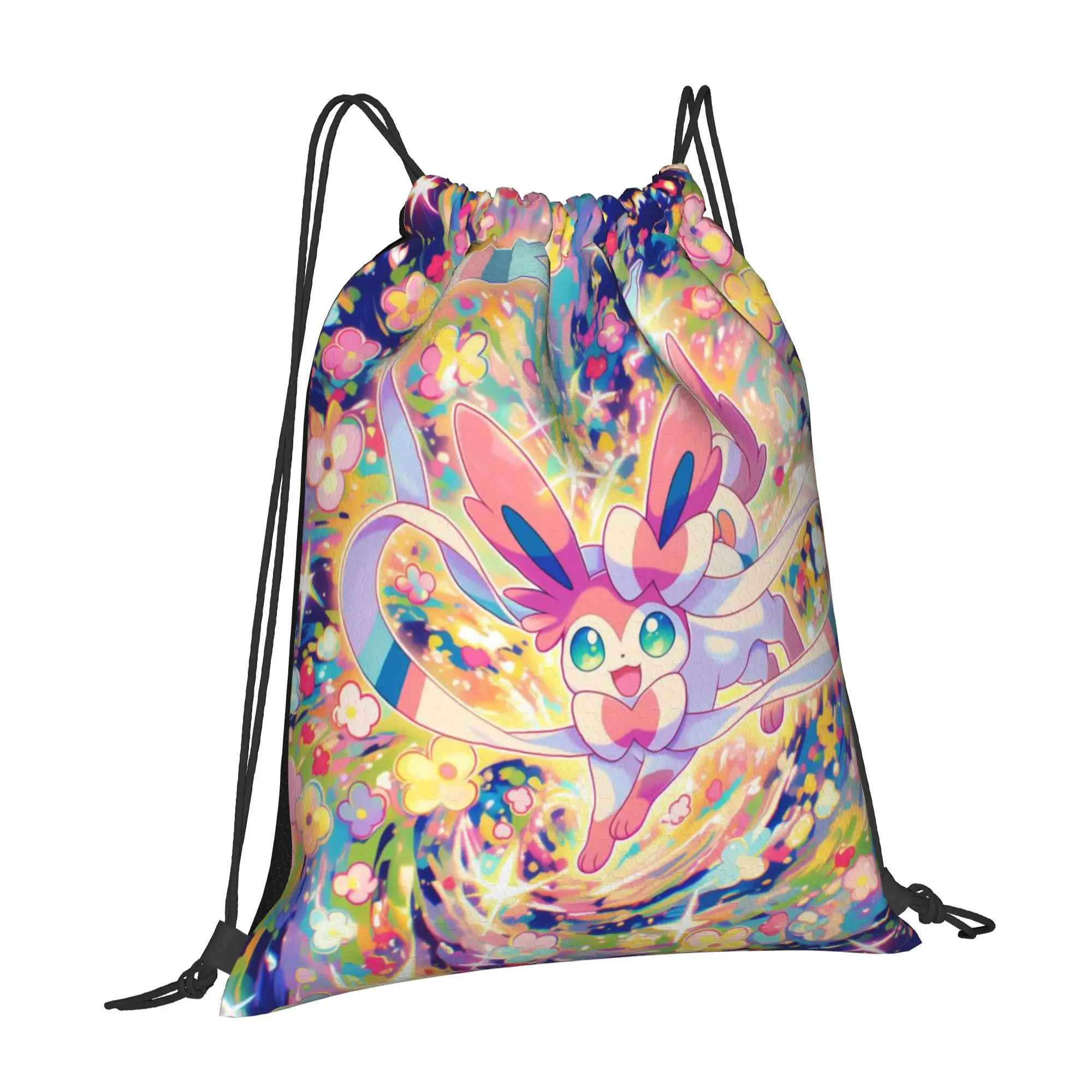 gym Pouch pokemon Eeveelution Drawstring Bags Men Women Storage Backpack Teenager Travel Bag Multi-function Pocket