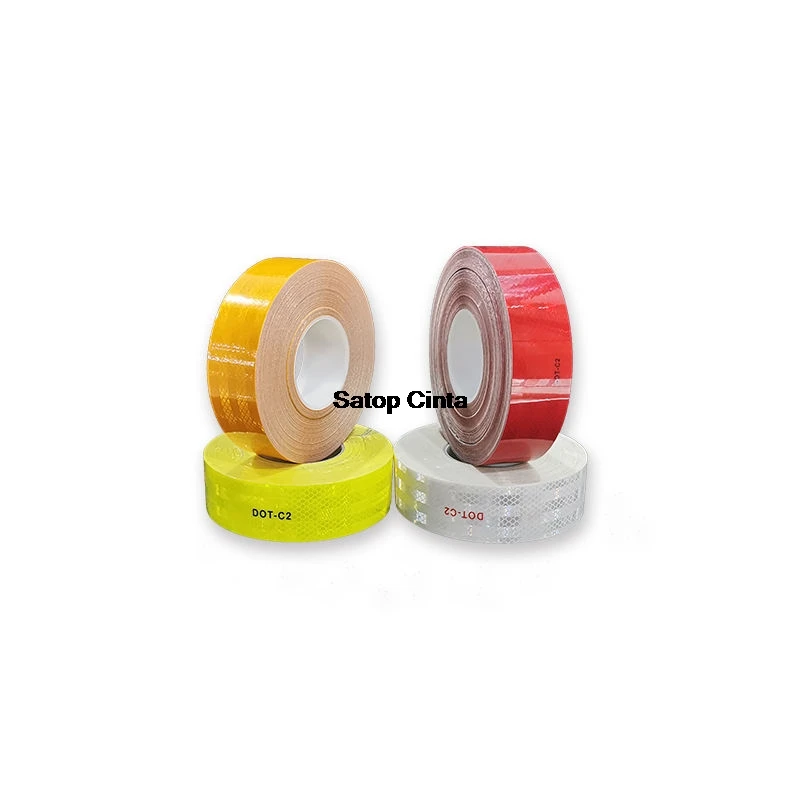 5cm*5m DOT Reflective Tape White Red Flu-yellow Waterproof Strong Adhesive Safety Warning Conspicuity Stickers For Vehicle Truck