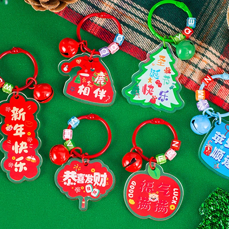 Novità Creativo Natale Acrilico Portachiavi Ciondolo Moda Divertente Portachiavi Squisito Zaino Decorazione Accessori Regali