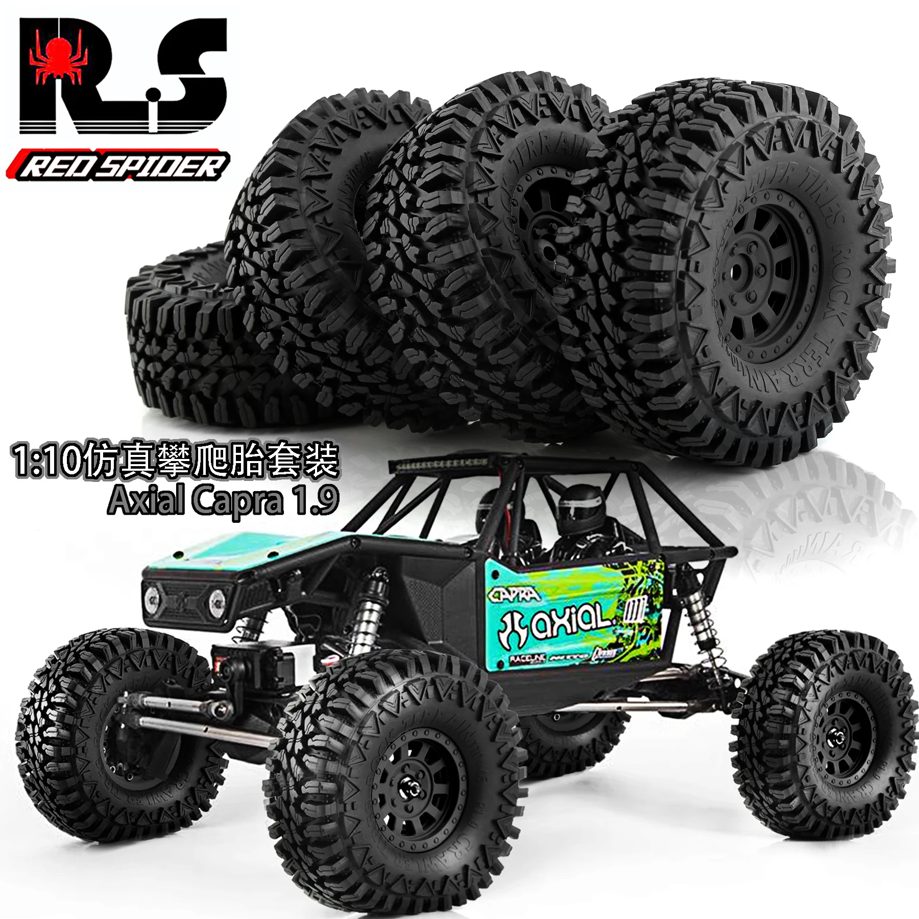 RED SPIDER 4Pcs 1.9 Plastic Beadlock Wheels Crawler And Rubber Tires for 1/12 Crawler Car MJX H12Y+ Axial SCX10 AXI03007 Tamiya