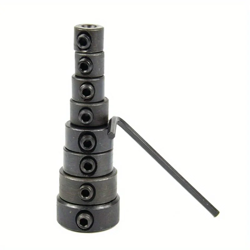 Anillos de Posicionamiento y Tope de Profundidad para Brocas de Carpintería de 3-16mm con Llave