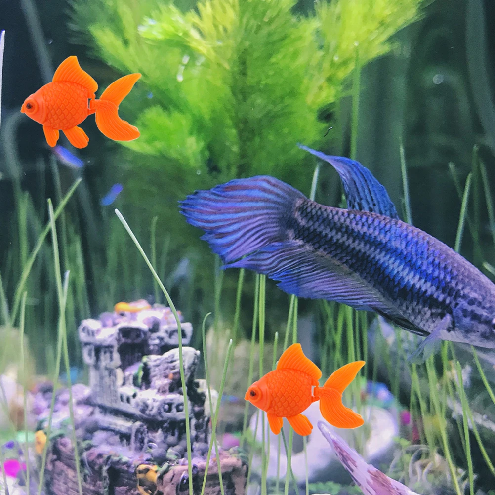 

25pcs Plastic Fish Aquarium Decorations Artificial Floating Swimming Goldfish Vivid Color Realistic Durable Safe Fake Fish