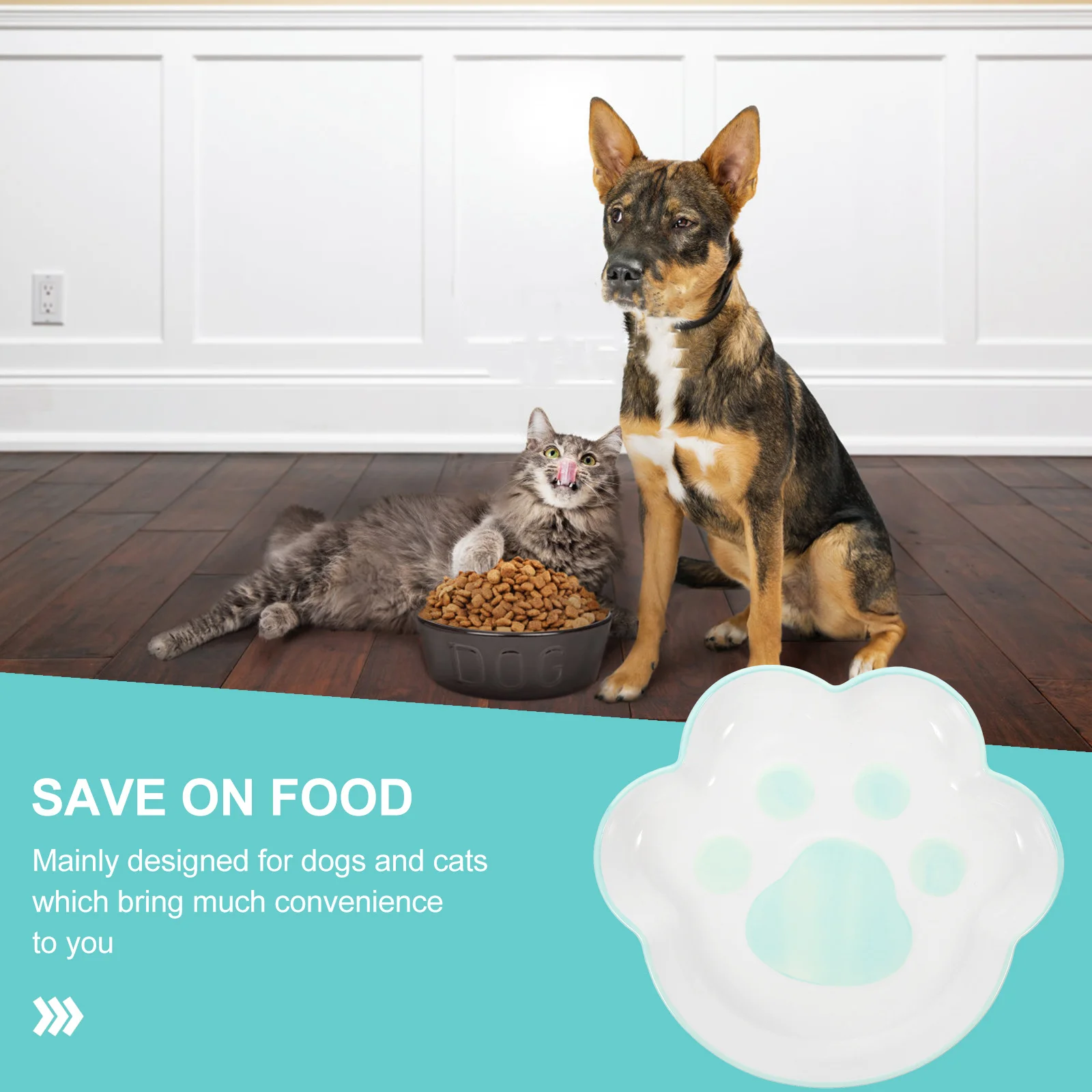 

Ceramic Cat Paw Bowl Pet Feeding Tool Non- Round Edges Easy Wash Lovely Design for Cats Food Water Indoor Use