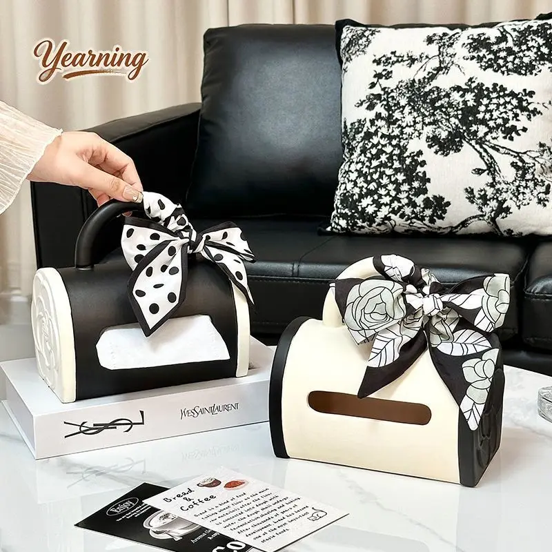 

Luxury Ceramic Tissue Box with Handle | Modern Creative Decor for Living Room Coffee Table Desktop