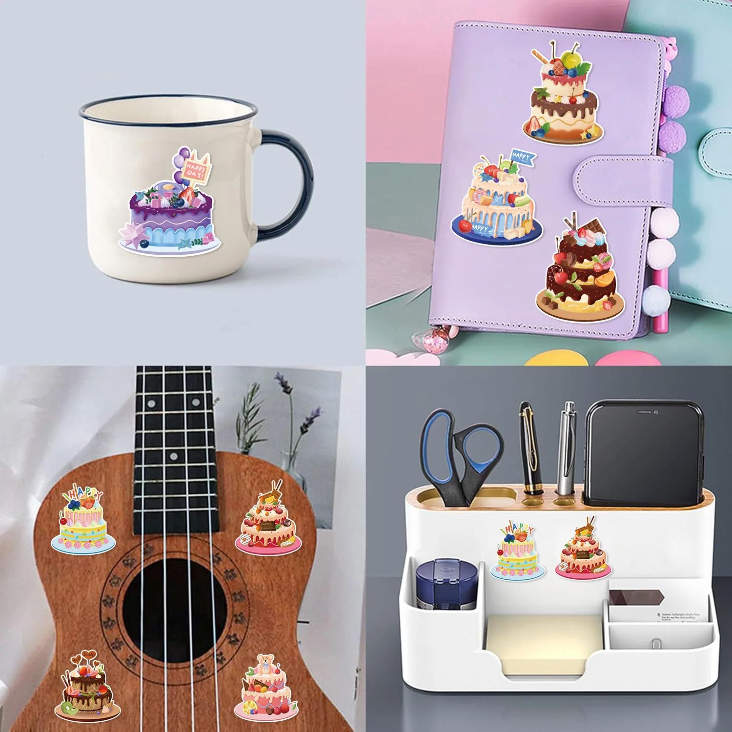 8/16/24pcs Carton Cake Face Changing Stickers Birthday Gifts Graffiti DIY Phone Notebook Luggage Decoration Stationery Stickers view 5