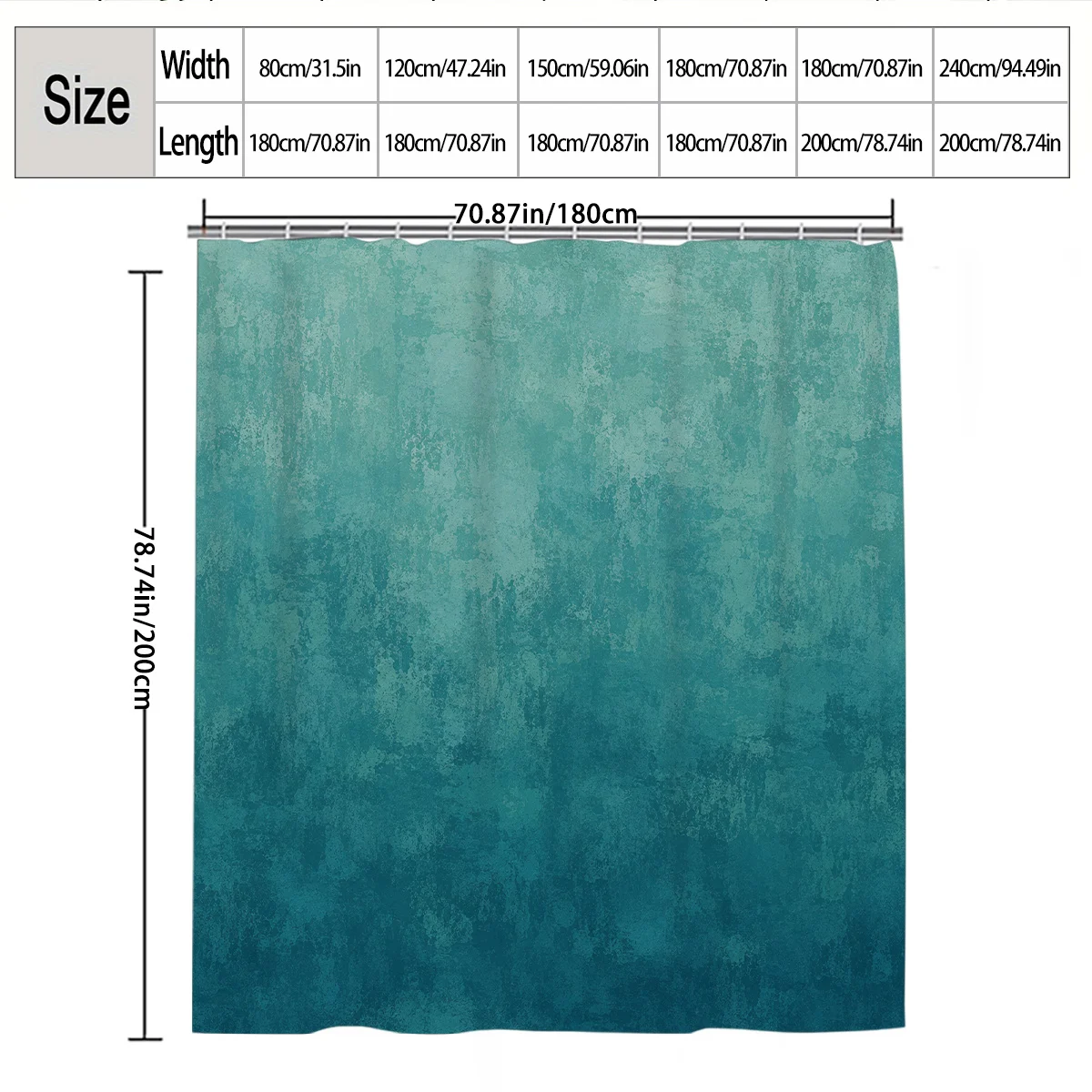 Waterproof Shower Curtain Blue Teal Abstract Bathroom Curtain Liner Modern Waterproof Bath Shower Decor Pull Rod Kit