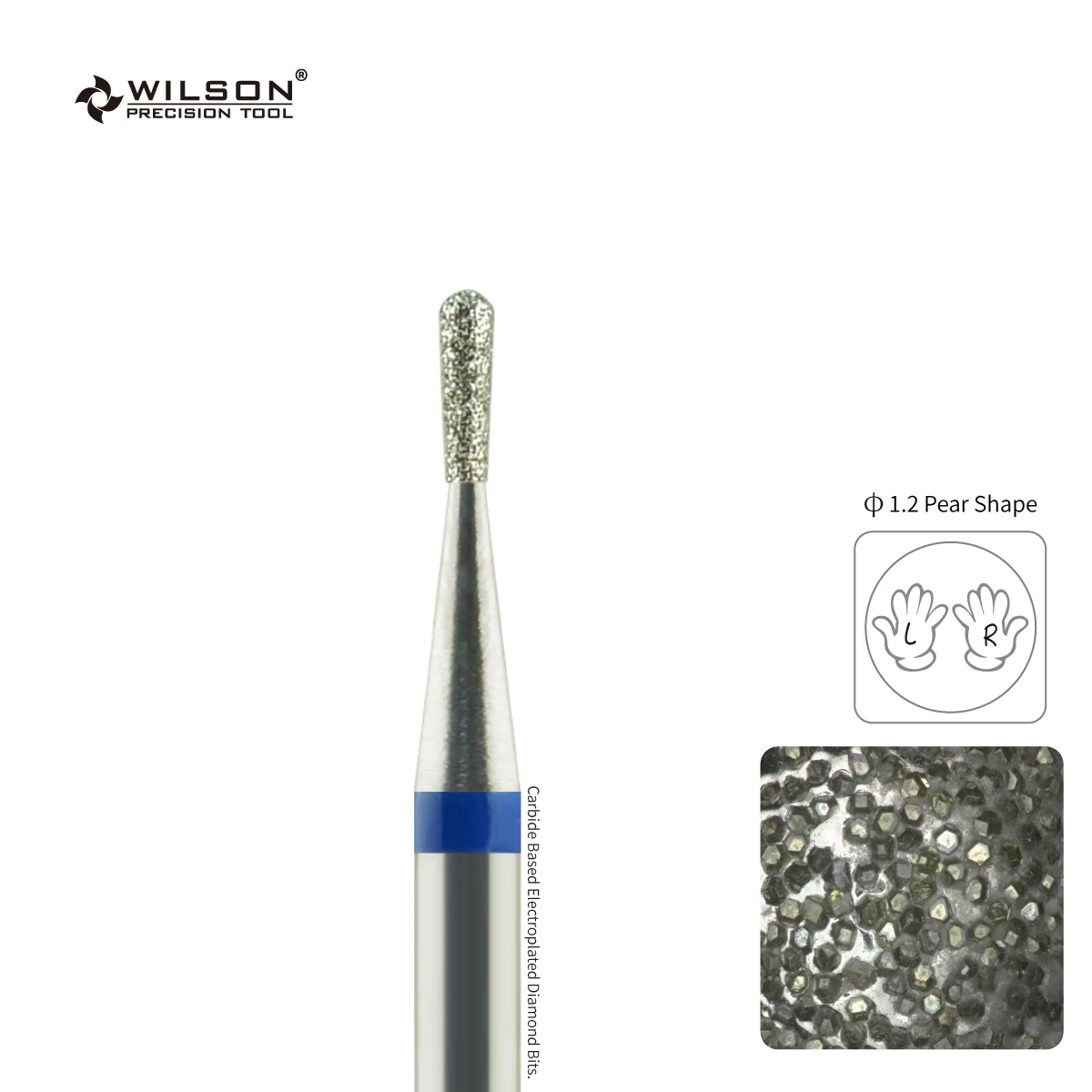 WILSON 1.2mm Pear Shape Diamond Bits-Nail Accessories/Tools/Manicure/Drill Bits