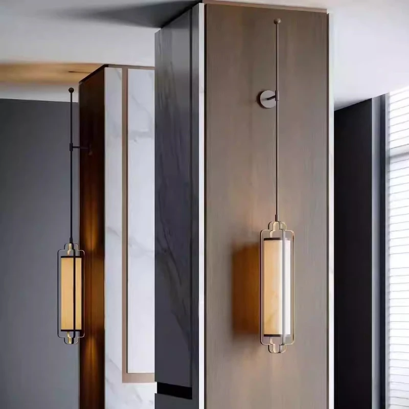 Contemporary Designers Wall Lamps Imitation of Marble Long Pole LED Wall Sconces Living Room Hotel Lobby Homestay Adorn Fixtures