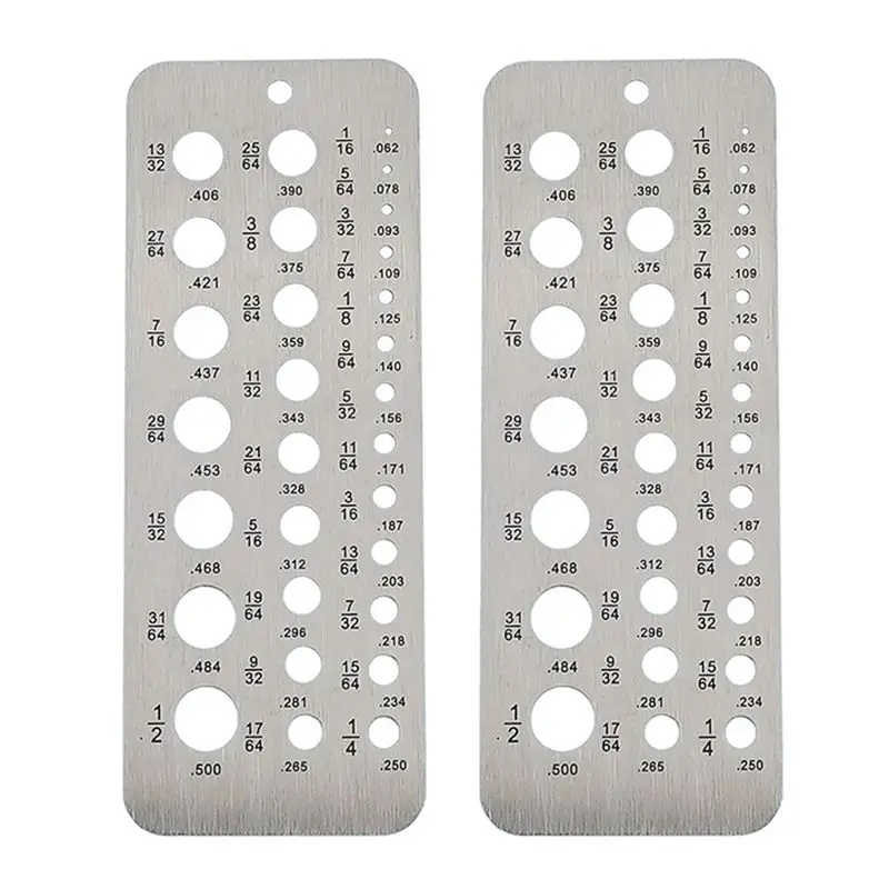 

2Pcs Stainless Steel Drill Gauges For 1/16 Inch To 1/2 Inch Size Bits, Bolt And Wire Diameter Index Gauge, 29-Hole Durable-New