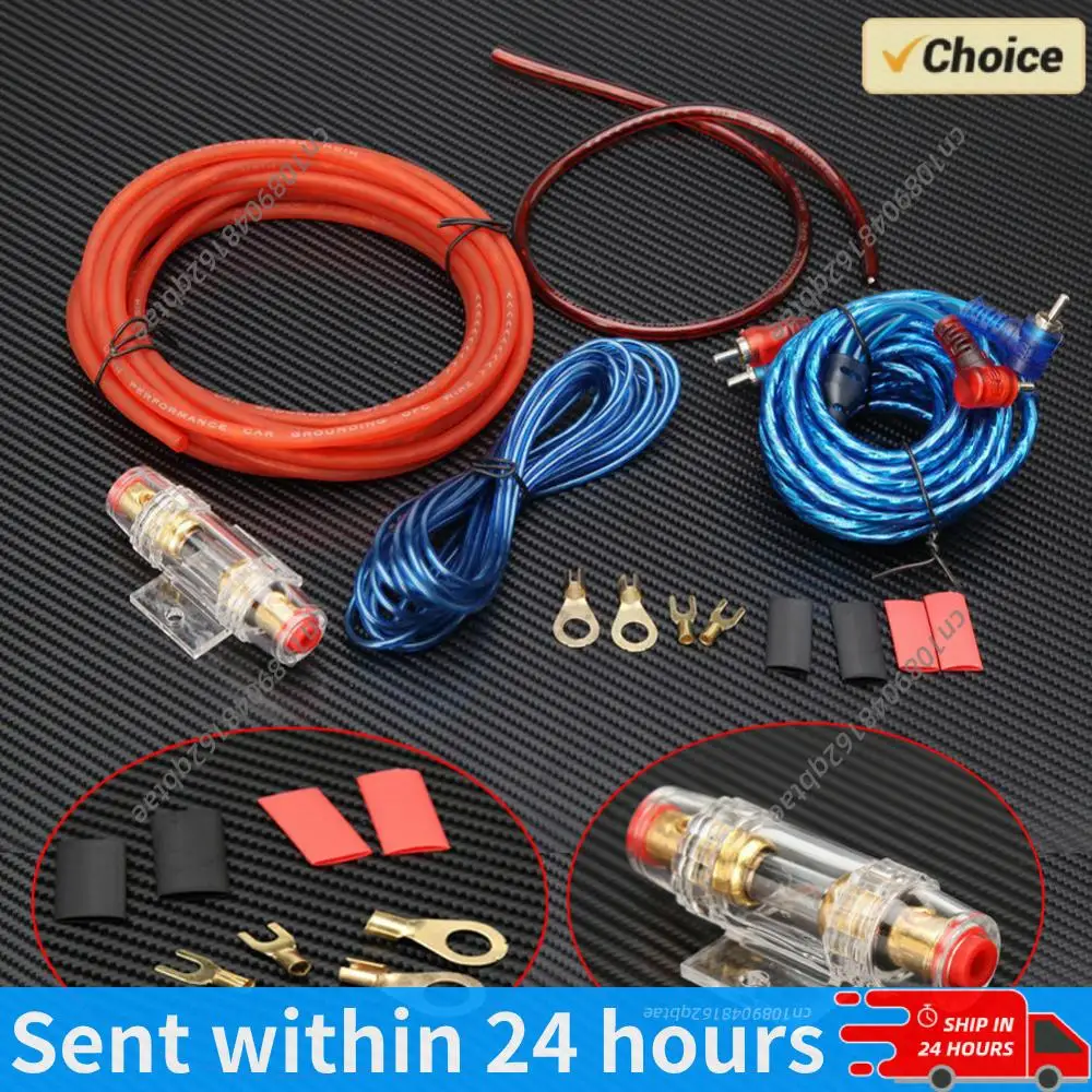 Kit de Cableado para Altavoces de Audio de 1500W, Cable para Subwoofer de Auto de 8GA, Cable para Altavoz de Subwoofer de 18GA para Modificación de Autos, para Piezas de Vehículos