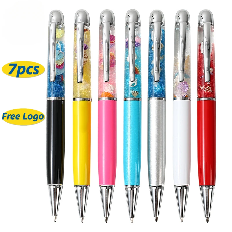 7PCS Marine Series Oil Diy Metal Ballpoint Pen Thick Ballpoint Pes for Writing Rotating Metal Luxury Pen Spinning