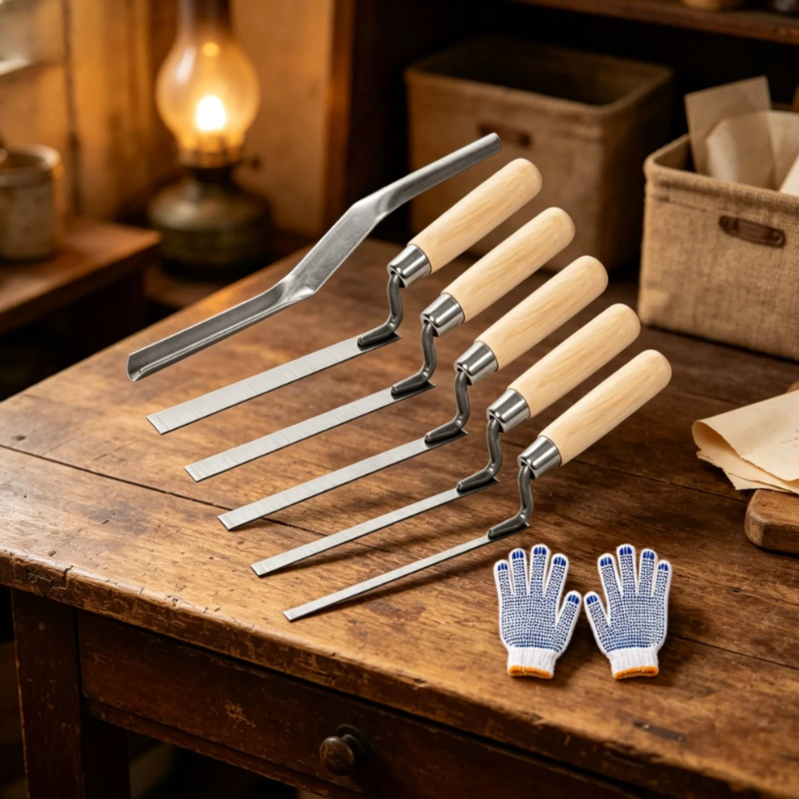6 Pieces Tuck Pointing Trowel Angled Tuck Point Trowel Brick and Mortar Joint Tool Flat Pointing Tool Smooth for Masons