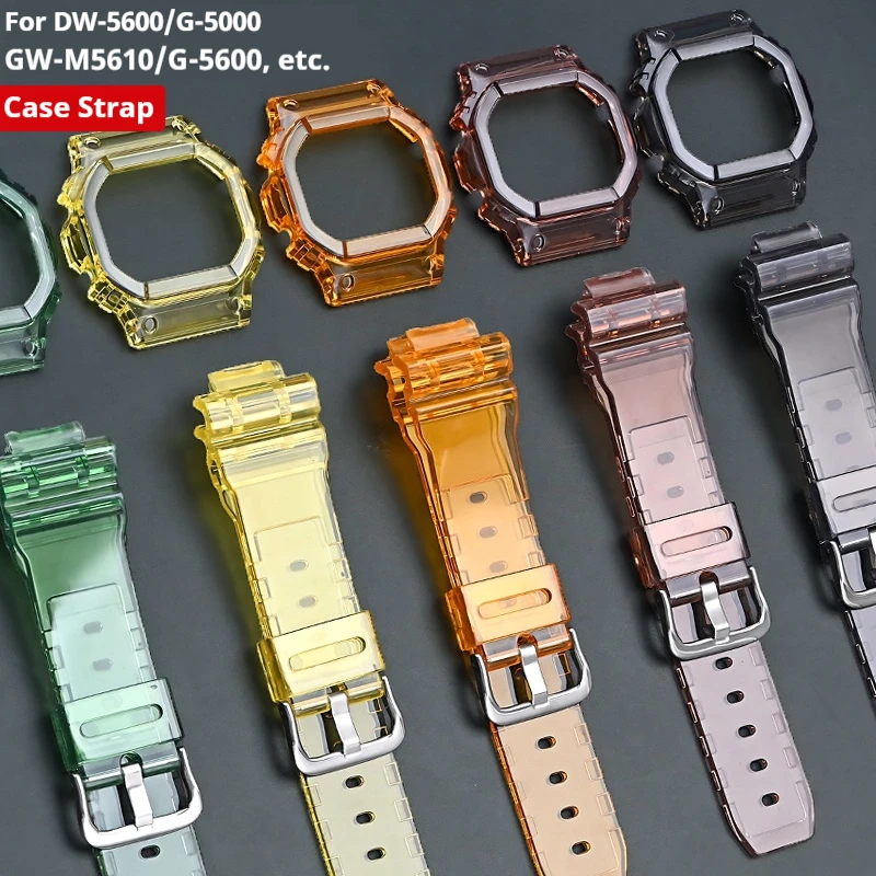 Watch Protective Case Strap for Casio G-Shock DW-5600 DW-5000 GW-M5610 GLX-5600 Transparent Rubber Silicone Watch Band Bracelet