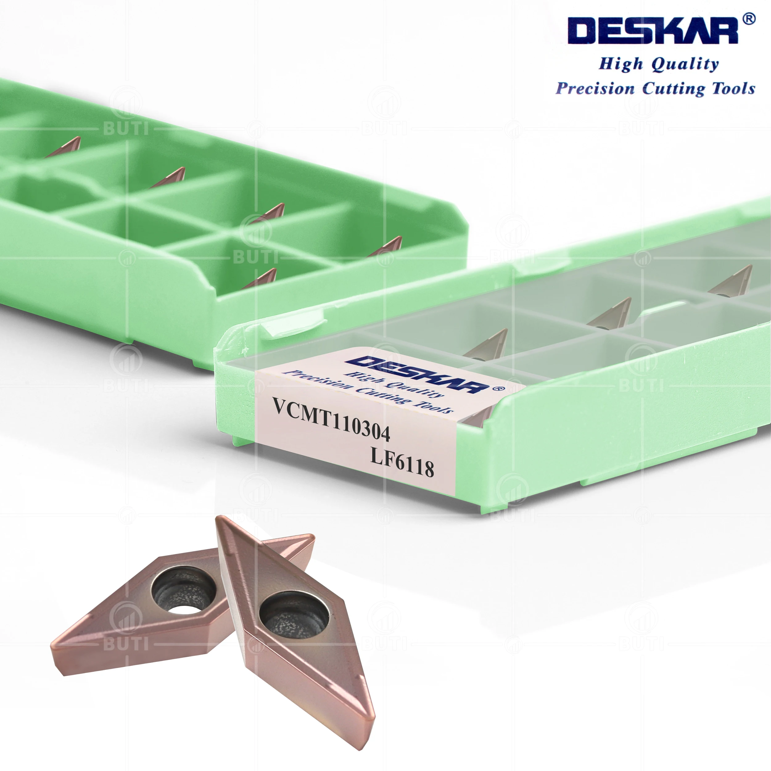 Deskar-cuchillas de aleación 100% originales VCMT110304 LF6018, herramientas de torno CNC, insertos de torneado duros para acero inoxidable, VCMT110304 LF6118