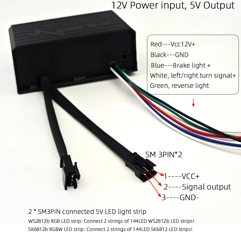 Car Turn Signal Controller, Start Scan WS2812B Colorful LED Scrolling Light, DRL Brake Light Flashing SP800APRO view 4