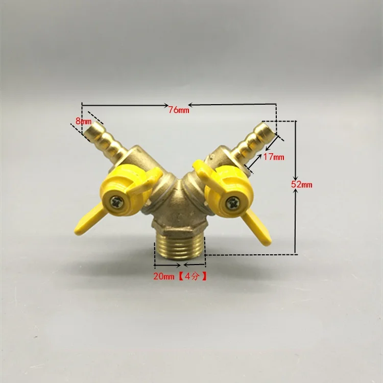 6 8 10 12mm Hose Barb Y Type Three 3 Way Brass Shut Off Ball Valve Pipe Fitting Connector Adapter For Fuel Gas Water Oil Air