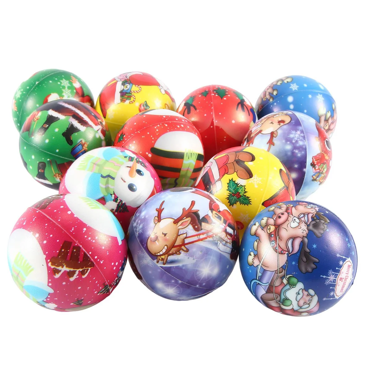 AM-12Pcs PU Anti Stress Reliever Toy Doll Santa Claus Slow Rebound Antistress Squeeze Toy