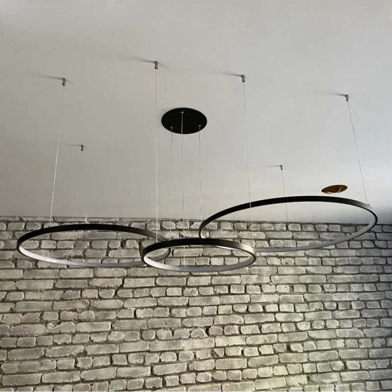 Postmodern Minimalist Pendant Lights Personality Ring Ceiling Chandelier Living Room Restaurant Kitchen Cafe Study Indoor Decor