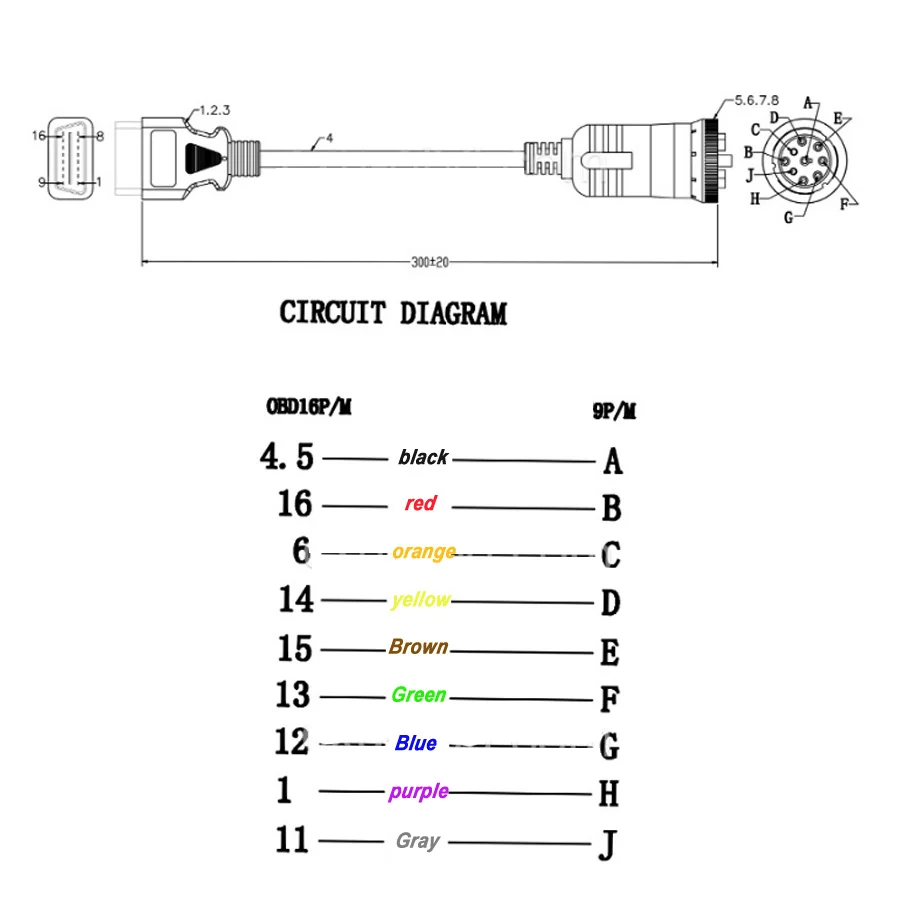 OBD2 Truck Diagnostic Cable J1939 OBD 9 Pin To 16Pin Male Connector for Cummins Deutsch 9pin Truck Cable Support for Old Vehicle