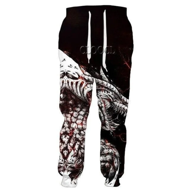 

Men's Viking Retro Jormungand 3D Printed Casual Pants Fashion Autumn and Winter Warm Pants Drawstring Sports Pants