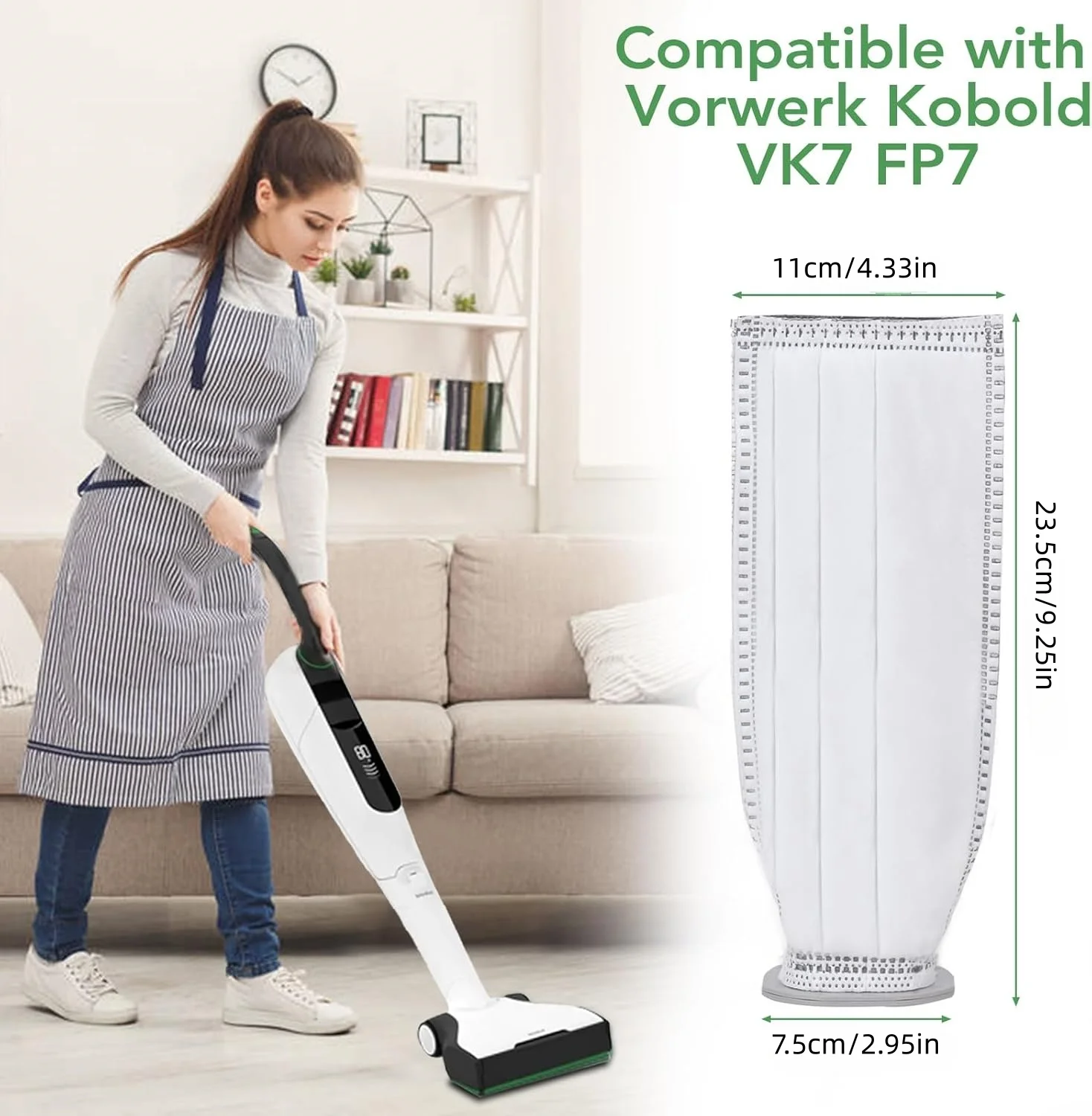 أكياس الغبار لـ Vorwerk Kobold VK7 FP7 VK7S FP7S، أكياس فلتر لـ Kobold VK7، ملحقات أكياس المكنسة الكهربائية مرشحات قطع الغيار