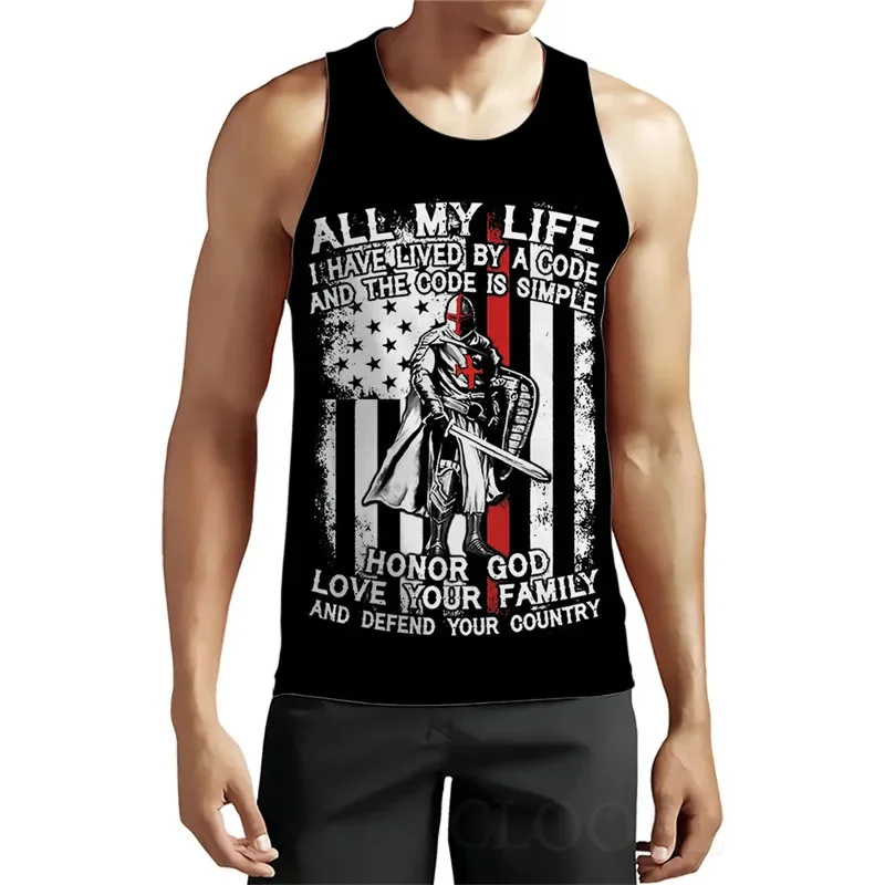 

Harajuku 3D The Knights Templar Printing Tank Top Men Cool Summer Vest Fashion Streetwear Tank Tops Kid Vintage Clothing Clothes