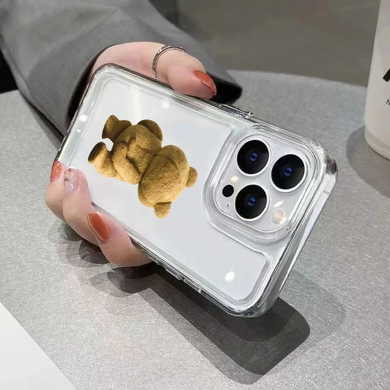 Teddy Bear Couple Cartoon Phone Case For iPhone 15 14 13 12 11 Pro Max XS XR X 7 8 Plus Soft Clear Shockproof Bumper Back Cover image 4