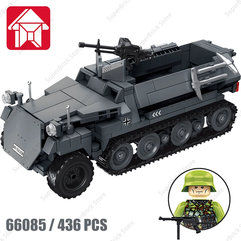 

WWII German Stuka Zu Fuss Armored Vehicle Model Building Blocks Military Rocket Launched Armored Car Bricks Set Boy Toys Gifts