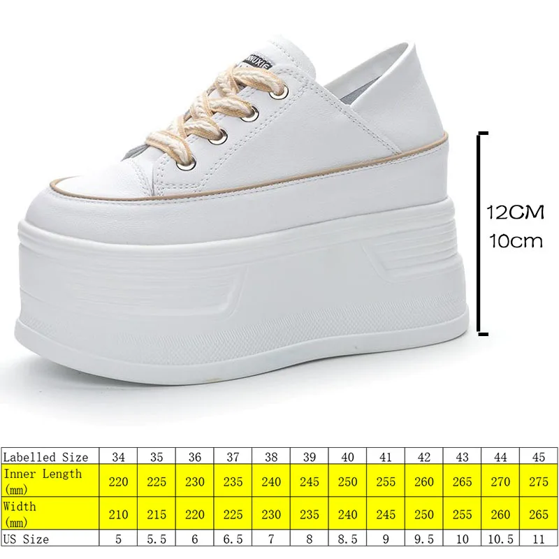 Fujin 10cm 12cm Genuine Leather Vulcanize Summer Platform Vulcanize Women Chunky Sneaker High Brand Comfy Spring Autumn Shoes