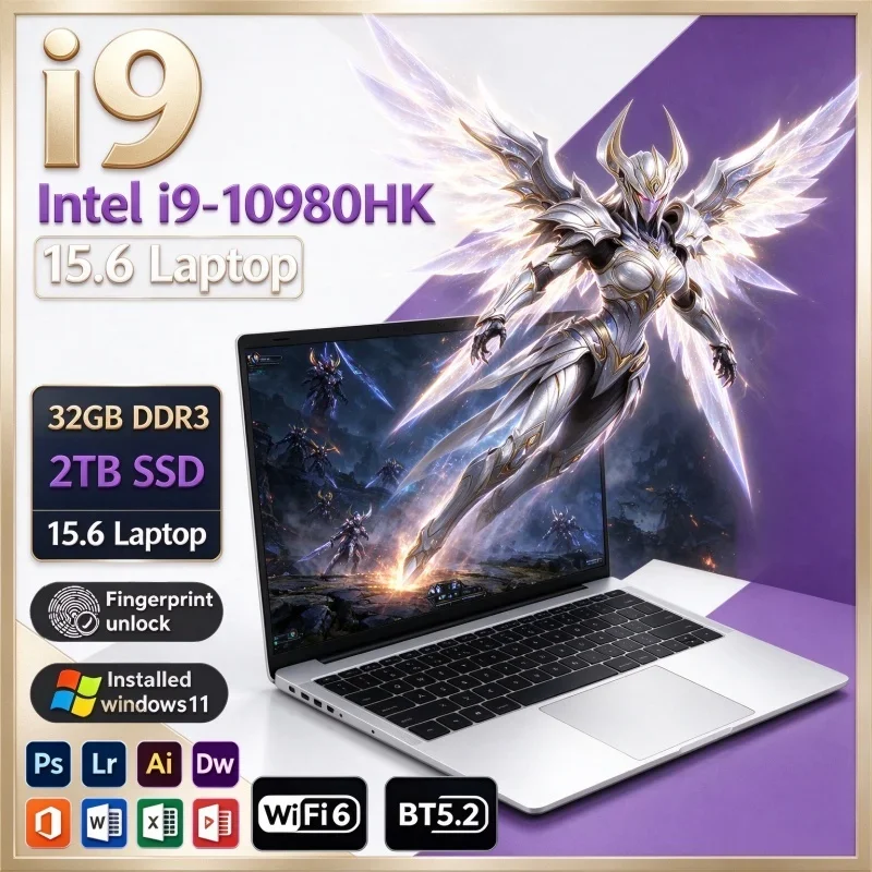 2026 Hot Trend New 15.6" Vivid FHD 120Hz Notebook Intel I9-10980HK 16/32GB RAM 2TB SSD Win11 Portable Work Laptop