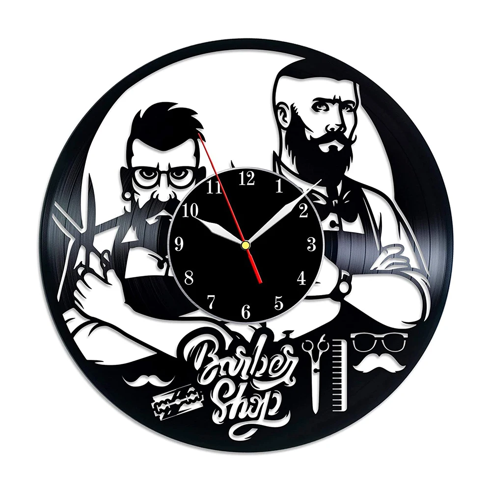 Gift For Husband Barbershop Vinyl Wall Clock Vinyl Clock Barber Shop Clock Gift For Man Barber Handmade Clock Gift For Him Wall