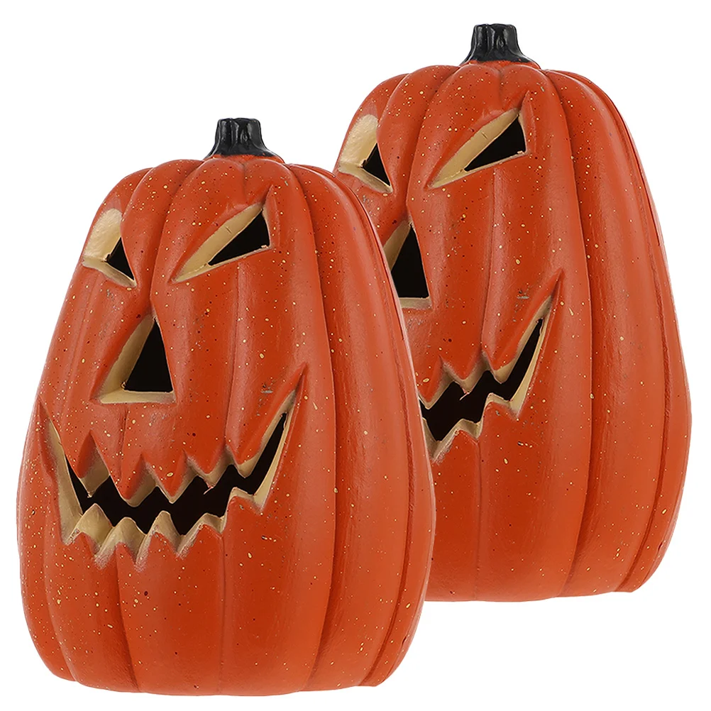 

2Pcs Halloween Pumpkin Face Ornaments Perfect Size Festival Party Layout Decorative Pumpkin Figurines Halloween Decoration