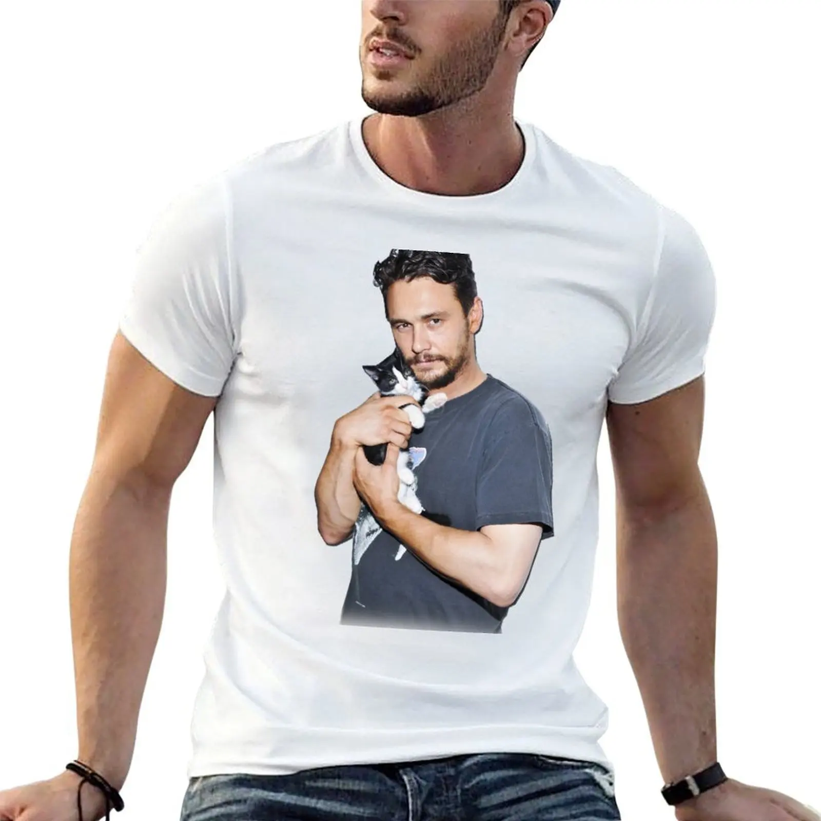 

James Franco's Cat T-Shirt t shirt for man anime t shirts for man cotton t shirts man 100% T-Shirt