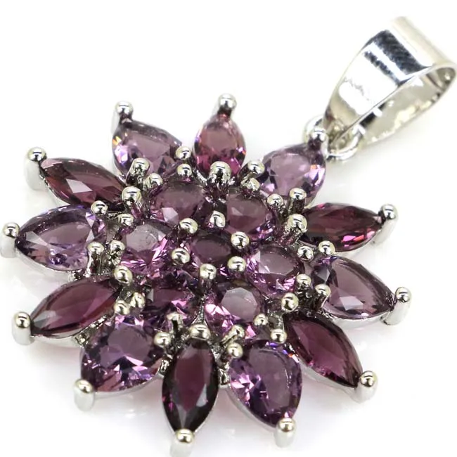 Buy 4 Get 1 Free 32x23mm Highly Recommend Purple Amethyst Green Emerald Bride Wedding Daily Wear Silver Pendant