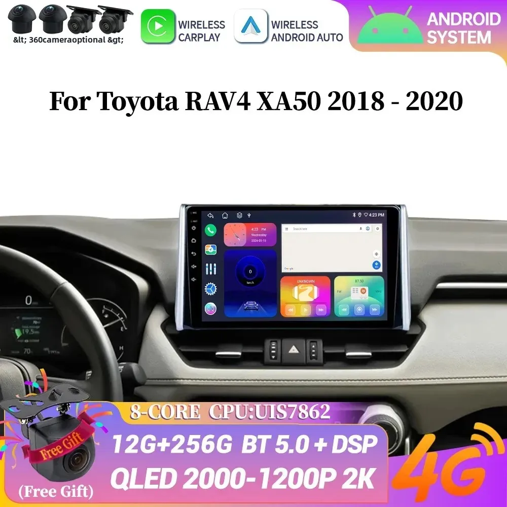 

Car Radio Android 14 Multimedia Navigation For Toyota RAV4 XA50 2018-2020 GPS Wireless Bluetooth Carplay Stereo Head Unit Screen