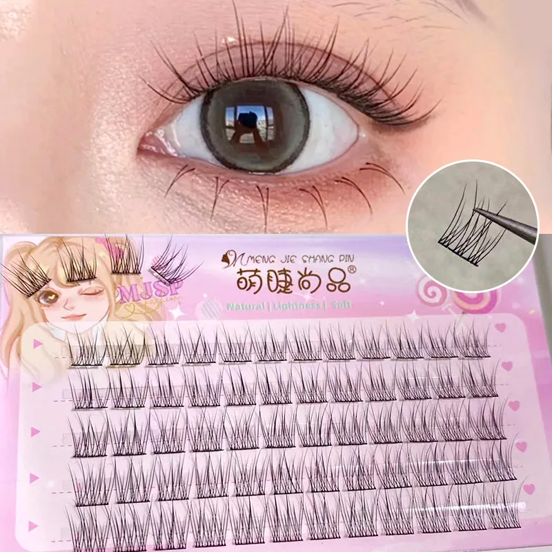 New Natural Cluster Fishtail Type Dovetail Eyelash Extension Premade Volume False Grafted False Eyelashes Soft Makeup Tool