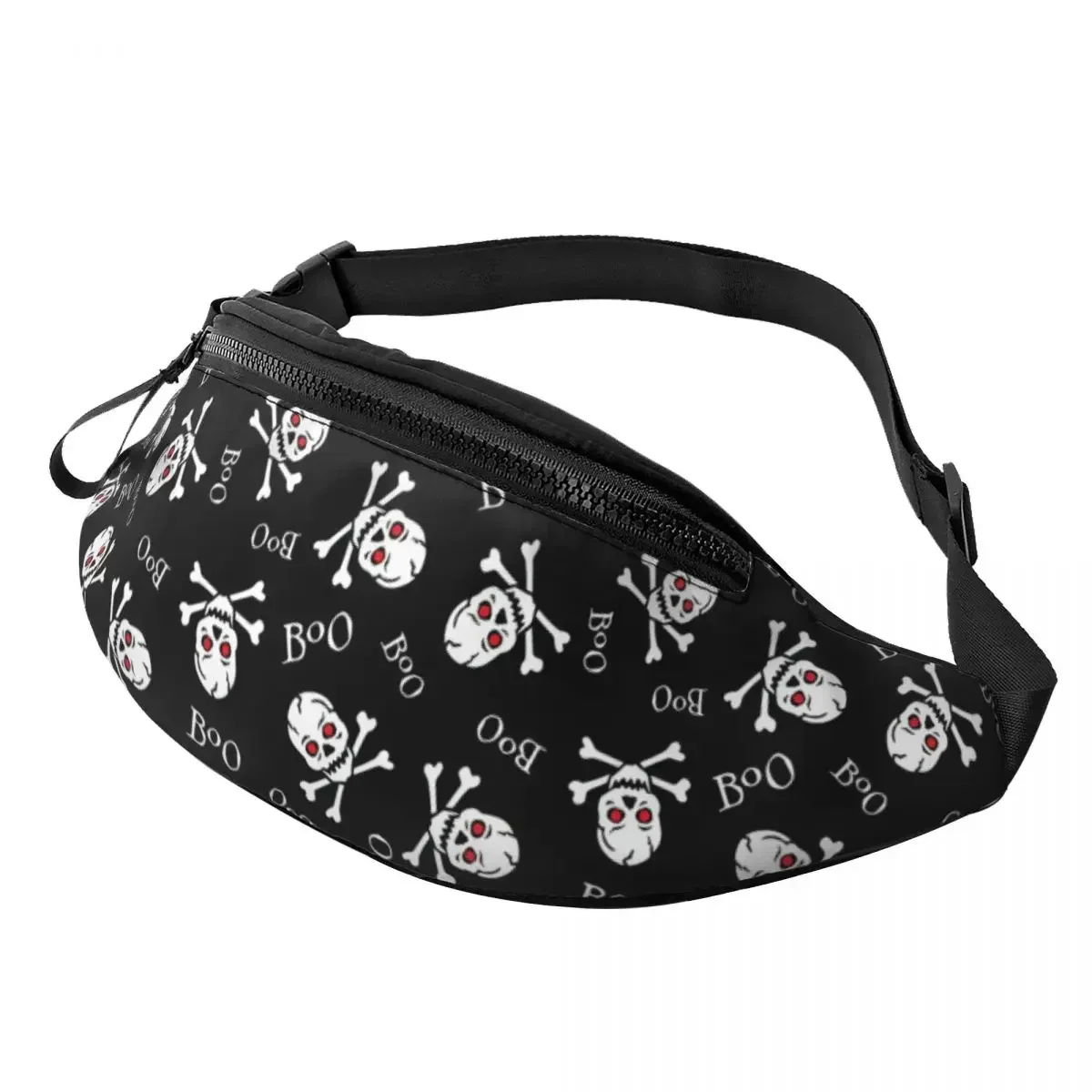 

Custom Halloween Skeleton Skull Fanny Pack for Women Men Fashion Horror Crossbody Waist Bag Traveling Phone Money Pouch