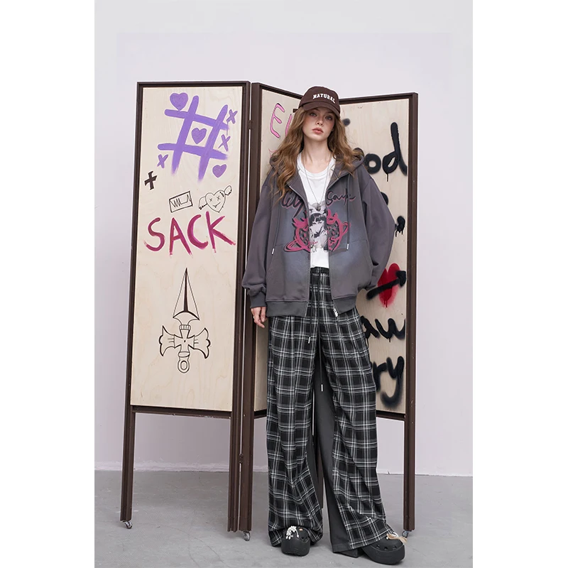 ELFSACK 2025 Autunno Nuovo Arrivo Casual Plaid Pantaloni a Gamba Larga Pantaloni da Salotto in Cotone Abbigliamento da Casa per Donna